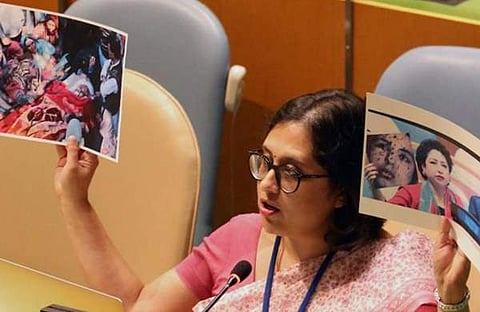 ഇതാ വ്യാജമല്ലാത്ത ചിത്രം, ദുരന്തമയമായ ഈ ചിത്രം കാണൂ; യുഎന്നില്‍ പാകിസ്ഥാന് ഇന്ത്യയുടെ ചുട്ട മറുപടി