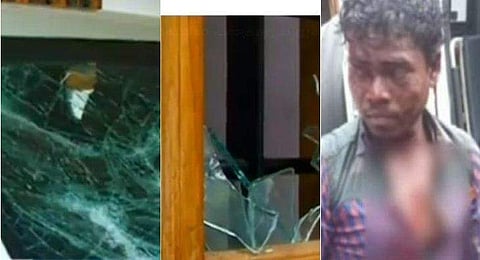 അമ്മയും മകളും മാത്രമുള്ള വീട്ടിൽ യുവാവിന്റെ അതിക്രം, ജനല്‍ചില്ലുകളും കാറിന്‍റെ ചില്ലുകളും തകര്‍ത്ത യുവാവ് സ്വയം കഴുത്തറുത്തു 