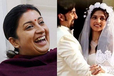 ദീപ്‌വീര്‍ വിവാഹചിത്രം കിട്ടിയില്ല, കാത്തിരുന്ന് മടുത്ത് അസ്ഥികൂടത്തിന്റെ ചിത്രം പങ്കുവച്ച് സ്മൃതി ഇറാനി 