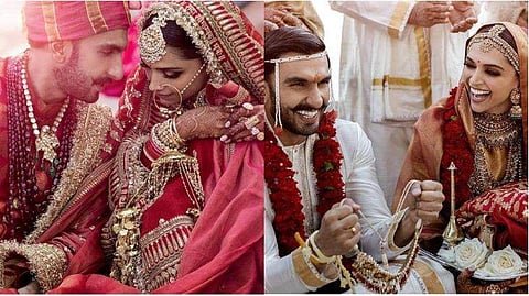 ചുവന്ന പട്ടില്‍ അതിസുന്ദരിയായി ദീപിക, മനസ്സുതുറന്ന് ചിരിച്ച് രണ്‍വീര്‍; ദീപ്‌വീര്‍ വിവാഹചിത്രങ്ങള്‍ ഇങ്ങെത്തി 