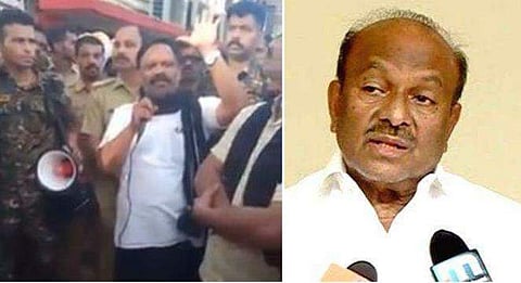 വത്സന്‍ തില്ലങ്കേരിക്കെതിരെ രംഗത്തെത്തിയ ദേവസ്വം ബോര്‍ഡംഗവും പതിനെട്ടാം പടി കയറിയത് ഇരുമുടിക്കെട്ടില്ലാതെ