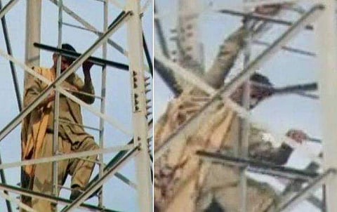 പ്രധാനമന്ത്രിയാക്കണമെന്ന് ആവശ്യപ്പെട്ട് മൊബൈൽ ടവറിന് മുകളിൽ കയറി പാക് പൗരന്റെ ഭീഷണി; താഴെയിറക്കി പൊലീസ് കസ്റ്റഡിയിലെടുത്തു