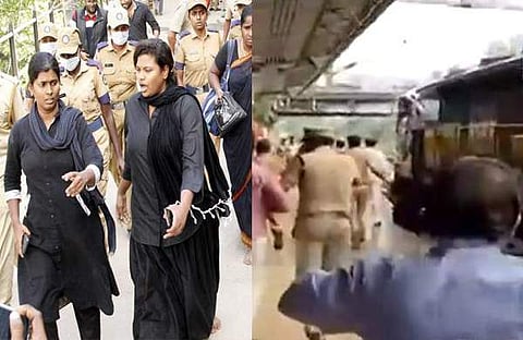 കാണാന്‍ കൂട്ടാക്കാതെ മുഖ്യമന്ത്രി:  മനിതി സംഘത്തിന് നേരെ റെയില്‍വെ സ്റ്റേഷനില്‍ ബിജെപി പ്രതിഷേധം; ട്രെയിന്‍ തടയല്‍, ശകാരവര്‍ഷം