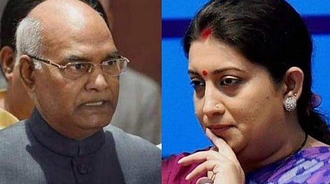 അവാര്‍ഡ് വിവാദം :  സ്മൃതി ഇറാനിയുടെ നടപടിയില്‍ രാഷ്ട്രപതിയ്ക്ക് അതൃപ്തി