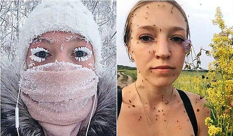 ഇപ്പോള്‍ കണ്‍പീലികള്‍ വരെ മൂടുന്നത് മഞ്ഞല്ല, കൊതുകാണ്; ആ സൈബീരിയന്‍ സുന്ദരിയുടെ ഈ ചിത്രം നോക്കൂ