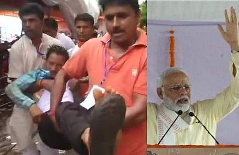 പ്രധാനമന്ത്രി പ്രസംഗിച്ചുകൊണ്ടിരിക്കെ പന്തല്‍ തകര്‍ന്നുവീണു, നിരവധി പേര്‍ക്കു പരിക്ക്