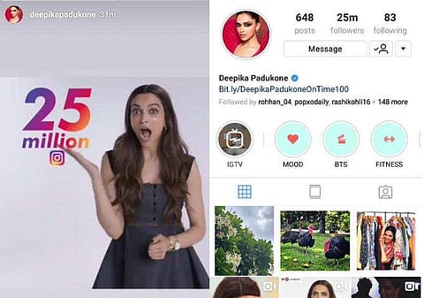 ട്വിറ്ററിന് പിന്നാലെ ഇന്‍സ്റ്റഗ്രാമിലും തരംഗമായി ദീപിക;  ബോളിവുഡിന്റെ സൂപ്പര്‍ഗേളിനെ പിന്തുടരുന്നത് രണ്ടരക്കോടി ആളുകള്‍