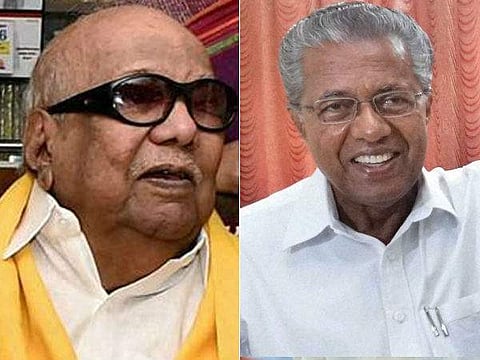 കരുണാനിധിയെ കാണാന്‍ പിണറായി എത്തി; ആരോഗ്യനിലയില്‍ പുരോഗതിയുണ്ടെന്ന് മുഖ്യമന്ത്രി