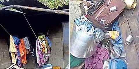 മഴക്കെടുതിയെ തുടർന്ന് വീട്ടുകാർ ദുരിതാശ്വാസ ക്യാംപിലേക്ക് മാറി ; പിന്നാലെ കാട്ടാനയെത്തി വീട് തകർത്തു