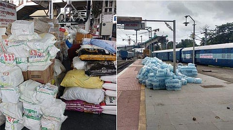 ഇതിന് ആര് മറുപടി പറയും?; റെയില്‍വേ സ്റ്റേഷനില്‍ കെട്ടിക്കിടക്കുന്ന ദുരിതാശ്വാസ സാമഗ്രികള്‍, ആവശ്യക്കാരെ തിരിച്ചറിയാനുളള പ്രയാസമെന്ന് അധികൃതര്‍, നടപടികള്‍ ഇഴയുന്നതായി ആക്ഷേപം 