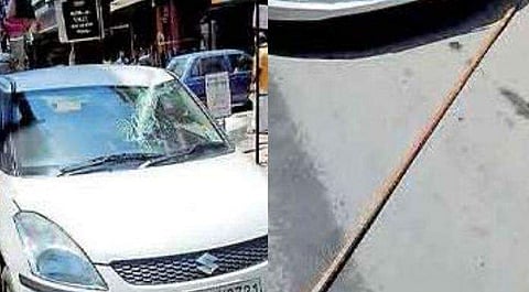 ഓടിക്കൊണ്ടിരുന്ന കാറിന് മുകളിലേക്ക് ഇരുമ്പ് കമ്പി വീണു; മെട്രോ നിര്‍മ്മാണത്തിനിടെ അപകടം