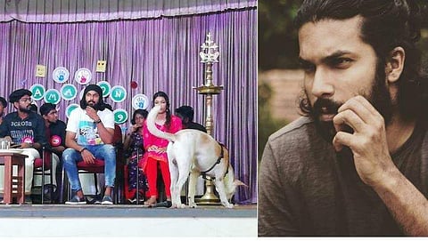 യുവതാരത്തിനൊപ്പം പട്ടിയും സ്റ്റേജില്‍; വിമര്‍ശനവുമായി അധ്യാപിക; വലിഞ്ഞുകേറി വന്നതല്ലെന്ന് മറുപടി