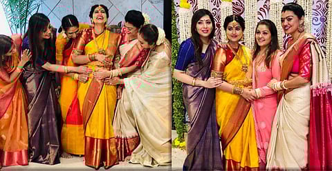 മഞ്ഞപ്പട്ടില്‍ അതിസുന്ദരിയായി താരം: സ്‌നേഹയുടെ ബേബി ഷവര്‍ ചിത്രങ്ങള്‍ കാണാം