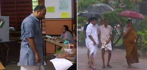 മഴ നനഞ്ഞ് വോട്ടെടുപ്പ്; കനത്ത പോളിങ് അരൂരില്‍; 60 ശതമാനം പോലുമെത്താതെ എറണാകുളം