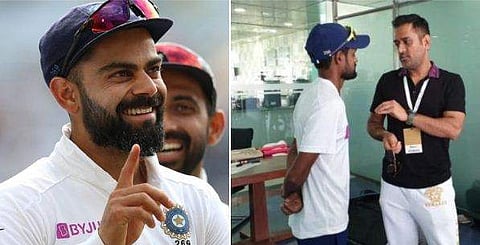 ഇന്ത്യ പരമ്പര തൂത്തുവാരുന്നത് കാണാന്‍ 'തല' എത്തി; ധോനിയോട് 'ഹലോ' പറയാന്‍ ആവശ്യപ്പെട്ട് കോഹ്‌ലി  