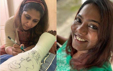 'മൂപ്പർക്ക് എന്നെ കൊറേ മിസ് ചെയ്തോണ്ട് ഞാൻ ഓടിക്കളിച്ചതേനു!'; ചെറിയ പൊട്ടലാണ്,  ടെൻഷനാവണ്ടെന്ന് സയനോര 