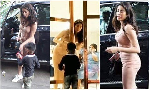 വിശന്ന് കൈനീട്ടിയ കുട്ടിക്ക് ബിസ്ക്കറ്റും പണവും നൽകി ജാൻവി; വിഡിയോ  