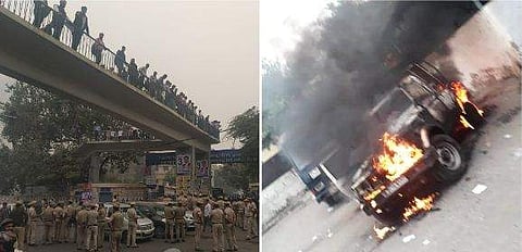 കോടതി വളപ്പില്‍ അഭിഭാഷകരും പൊലീസും ഏറ്റുമുട്ടി; വെടിവയ്പ്പ്, വാഹനങ്ങള്‍ കത്തിച്ചു