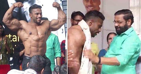 മന്ത്രിക്ക് മുന്നില്‍ മസില്‍ പെരുപ്പിച്ച് ലോകചാംപ്യന്‍ ; ഞെട്ടിപ്പോയെന്ന് കടകംപള്ളി, ജോലി വാഗ്ദാനം