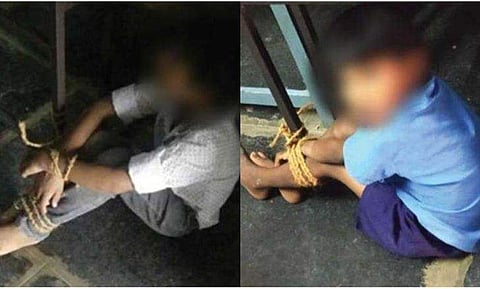 'പ്രണയലേഖനം' എഴുതിയ മൂന്നാം ക്ലാസുകാരനെ ബെഞ്ചില്‍ കെട്ടിയിട്ടു; കൈയും കാലും കൂട്ടിക്കെട്ടിയത് പ്രധാന അധ്യാപിക  