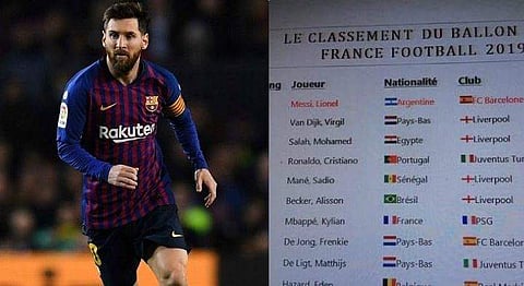 ബാലന്‍ ദി ഓര്‍ മെസിക്ക്? ഫലപ്രഖ്യാപനത്തിന് മണിക്കൂറുകള്‍ മുന്‍പ് സ്‌ക്രീന്‍ഷോട്ട് പ്രചരിക്കുന്നു, അതില്‍ ക്രിസ്റ്റ്യാനോ നാലാമത്‌