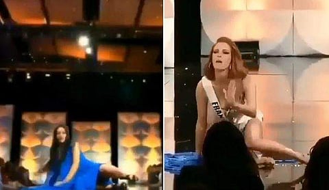 സ്വിം സ്യൂട്ടില്‍ സ്റ്റേജില്‍ തെന്നിവീണ് മിസ് യൂണിവേഴ്‌സ് മത്സരാര്‍ത്ഥികള്‍; വിഡിയോ വൈറല്‍