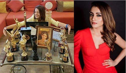 '96ന് 11 എണ്ണം, 'ഹേ ജൂഡിന് മൂന്ന്', അവാര്‍ഡുകള്‍ എണ്ണി തൃഷ; കണ്ണുതള്ളി ആരാധകര്‍; ചിത്രം വൈറല്‍