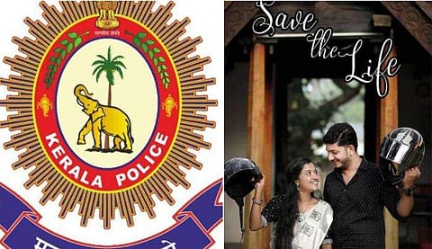 'സേവ് ദ ലൈഫ്'; ഹെല്‍മറ്റുമായി വധുവിന്റെയും വരന്റെയും ഫോട്ടോ ഷൂട്ട്; പ്രശംസിച്ച് പൊലീസ്