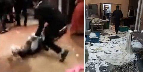 ഭക്ഷണം വിളമ്പിയതിനെ ചൊല്ലി തർക്കം; ആഡംബര ഹോട്ടലിലെ വിവാഹ സത്കാരത്തിൽ കൂട്ടത്തല്ല് (വീഡിയോ)