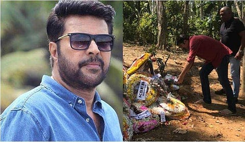 വസന്തകുമാറിന്റെ വീട് സന്ദർശിച്ച് മമ്മൂട്ടി; ശവകുടീരത്തില്‍ ആദരവര്‍പ്പിച്ചു 