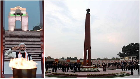 അവർക്ക് കുടുംബമാണ് വലുത്, എനിക്ക് രാജ്യവും; യുദ്ധ സ്മാരക വേദിയിൽ കോൺ​ഗ്രസിനെ കടന്നാക്രമിച്ച് മോദി