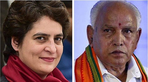 അതിര്‍ത്തി കത്തുമ്പോള്‍ ബിജെപി സീറ്റെണ്ണുന്നുവെന്ന് കോണ്‍ഗ്രസ് ; യെദ്യൂരപ്പയിലൂടെ പൂച്ച് പുറത്തുചാടിയെന്ന് പ്രിയങ്ക ഗാന്ധി