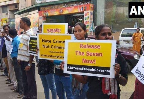 രാജീവ് ഗാന്ധി വധക്കേസ്: പ്രതികളെ വിട്ടയയ്ക്കാന്‍ ആവശ്യപ്പെട്ട് മനുഷ്യചങ്ങല 