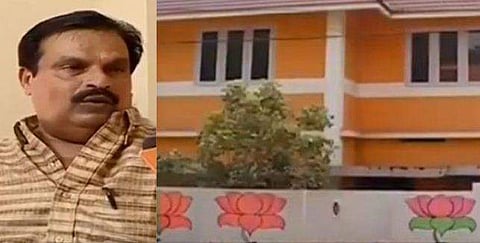 വീടിനു മുന്നിലെ മതിലിലെ കൈപ്പത്തി ചിഹ്നം മായ്ച്ച് താമര വരച്ച് കോണ്‍ഗ്രസ് നേതാവ്; തിരുവനന്തപുരത്തെ മെല്ലെപ്പോക്കില്‍ അതൃപ്തി, ബിജെപിയിലേക്ക്