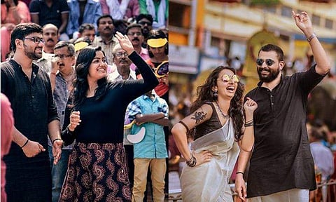 പൂര വിളംബരത്തിനിടെ കല്ല്യാണ വിളംബരവും; തൃശ്ശൂർ പൂരത്തിനിടെ ചിത്രീകരിച്ച രണ്ട് വ്യത്യസ്ത സേവ് ദി ഡേറ്റ് വിഡിയോകൾ 