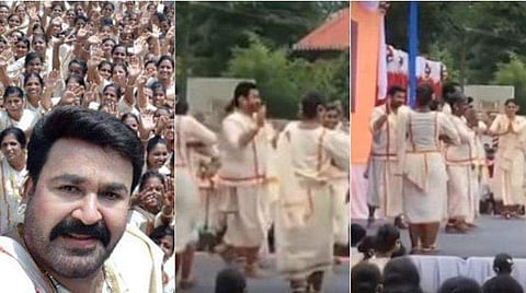 ചട്ടയും മുണ്ടും ധരിച്ച് മോഹന്‍ലാലിന്റെ മാര്‍ഗം കളി; വീഡിയോ വൈറല്‍