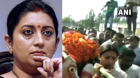 വെടിയേറ്റ് മരിച്ച സഹായിയുടെ ശവമഞ്ചം തോളിലേറ്റി സ്മൃതി ഇറാനി ( വീഡിയോ)