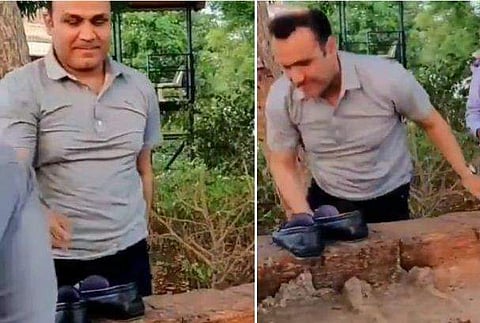 ദ്രാവിഡിനെ മറികടന്നു; ചിരിപടര്‍ത്തി സെവാഗിന്റെ മതിലുചാട്ടം