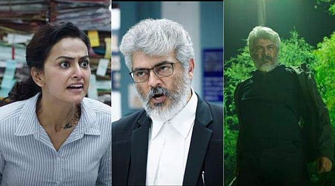 കോടതി മുറിയിൽ ത്രില്ലടിപ്പിച്ച് 'തല'; തരം​ഗമായി നേര്‍ കൊണ്ട പാര്‍വൈ ട്രെയിലർ 