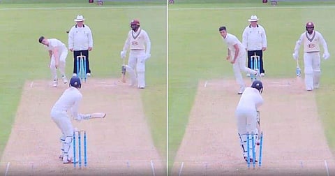 ഓഫ് സ്റ്റംപിന് നേരെ വന്ന പന്ത് സ്വിങ് ചെയ്ത് മിഡില്‍ സ്റ്റംപ് കുലുക്കി; അര്‍ജുന്‍ ടെണ്ടുല്‍ക്കറുടെ തകര്‍പ്പന്‍ ബൗളിങ്‌