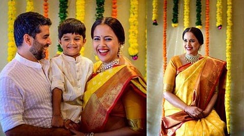 മഞ്ഞ പട്ടുടുത്ത് സമീറ റെഡ്ഡിയുടെ ബേബി ഷവര്‍; വൈറലായി ചിത്രങ്ങള്‍