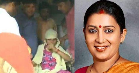 രോഗബാധിതയായ സ്ത്രീയെ അകമ്പടി വാഹനത്തില്‍ ആശുപത്രിയിലെത്തിച്ച് സ്മൃതി ഇറാനി, കയ്യടി ( വീഡിയോ)