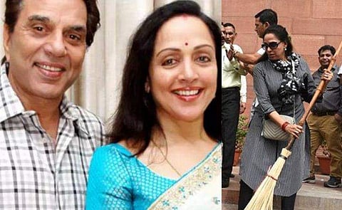 'ചൂലിനെക്കുറിച്ച് ഇനിയൊരിക്കലും ട്വീറ്റില്ല'; ഹേമമാലിയെ ട്രോളിയതിന് മാപ്പ് പറഞ്ഞ് ഭർത്താവ് ധർമേന്ദ്ര