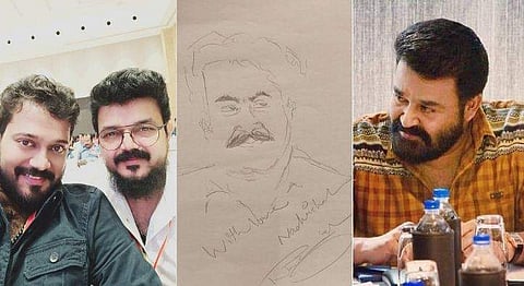 ഒരു മിനിറ്റില്‍ മോഹന്‍ലാലിനെ വരച്ച് നാദിര്‍ഷ; 'അമ്മ' മീറ്റിങ്ങില്‍ ചിത്രരചനാ മത്സരം നടക്കുന്നുണ്ടോ എന്ന് ആരാധകര്‍