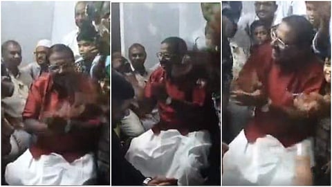 ഉച്ചയ്ക്ക് പറഞ്ഞത്; ജനങ്ങള്‍ കനത്ത മഴയില്‍ ദുരിതമനുഭവിക്കുമ്പോള്‍ വീണ വായിച്ച് നീറോ ചക്രവര്‍ത്തിയാകാനില്ലെന്ന്; വൈകീട്ട് തിളങ്ങുന്ന കുപ്പായമിട്ട് കല്യാണ പന്തലില്‍ ആടിപ്പാടി ഉണ്ണിത്താന്‍ (വീഡിയോ)