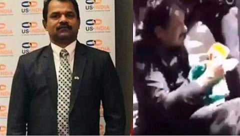 ദേശിയ പതാക കത്തിക്കാന്‍ ശ്രമം, തട്ടിപ്പറിച്ച് നെഞ്ചോട് ചേര്‍ത്ത് മലയാളി സുരക്ഷാ ഉദ്യോഗസ്ഥന്‍; അഭിമാനം; വിഡിയോ