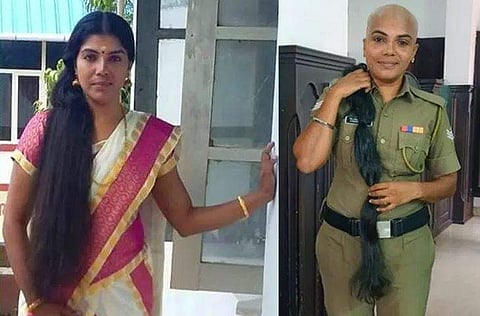 kerala police women donated her hair for cancer patients 