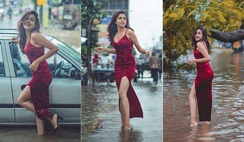 പ്രളയത്തിനിടെ അതിഥിയുടെ ഫാഷൻ ഫോട്ടോഷൂട്ട്; സഹായിക്കാനെന്ന് വിശദീകരണം, അസഹ്യമെന്ന് വിമർശനം