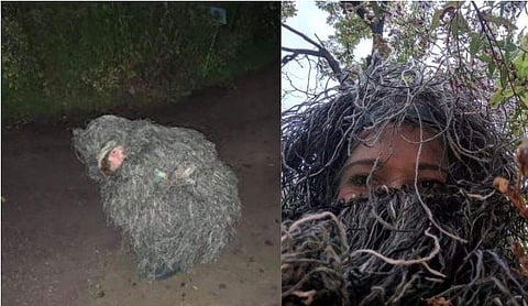 സഹോദരിയുടെ പ്രണയചിത്രം പകര്‍ത്താന്‍ കുറ്റിച്ചെടിയായി വേഷംകെട്ടി യുവതി; വൈറല്‍