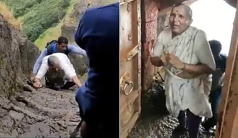 പ്രായത്തെ തോല്‍പ്പിച്ച് 68കാരി 'കോട്ട കീഴടക്കി', 80 ഡിഗ്രി ചരിവ്‌, കുത്തനെയുളള പടവുകള്‍ നിഷ്പ്രയാസം കയറി, അഭിനന്ദന പ്രവാഹം (വീഡിയോ)